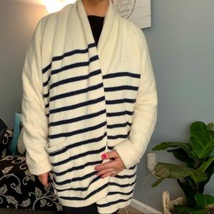 J Crew Striped Nautical Cardigan Large